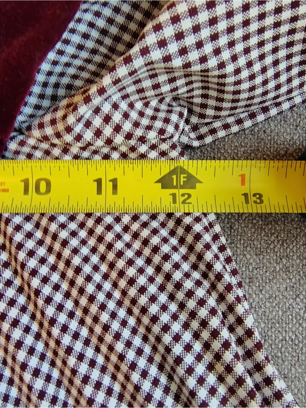 Vtg Velvet Caped Checked Dress Girls 12M Maroon Bow Pleated Madeline Sailor USA